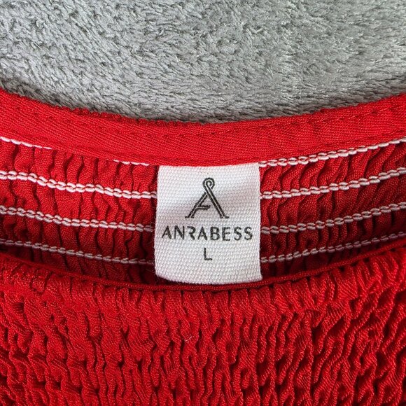 Womens Arabess Red Sleeveless Smocked Bodice Tiered Tank Dress 100% Rayon Size L - Picture 5 of 10